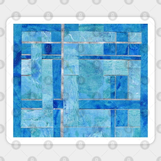 Woven Collage Monoprints in Blue Sticker by Heatherian